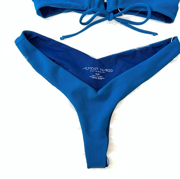 🆕 Almost Naked Swimwear Blue Ribbed Bikini - Picture 4 of 7